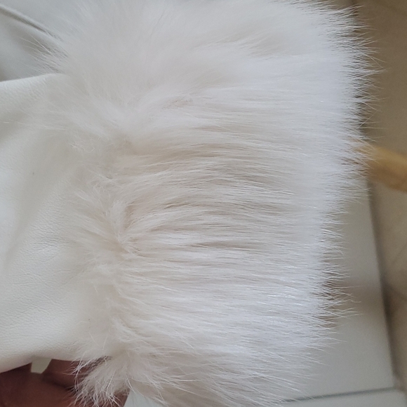 White Fox & Leather Bodycon Jacket - Picture 4 of 10